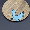 rustic wood coasters showing birds from North America