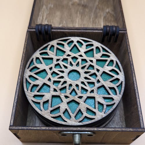 geometric pattern wooden coasters