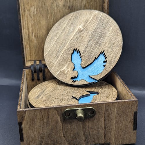 wood coasters with birds images