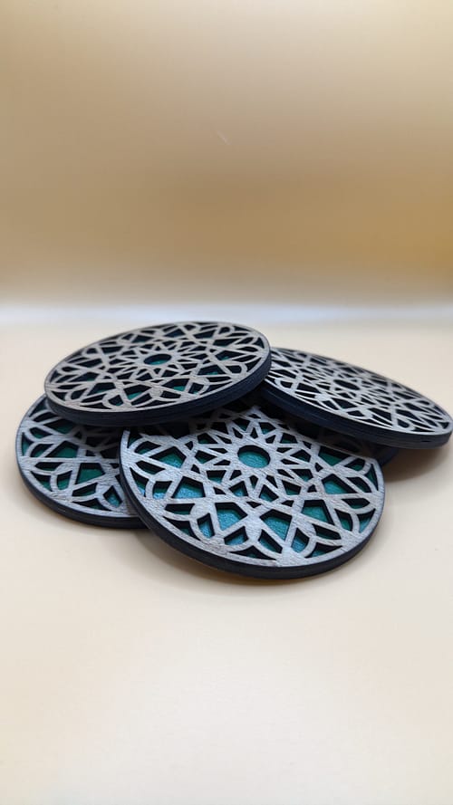 Geometric Pattern Wood Coasters - Image 3
