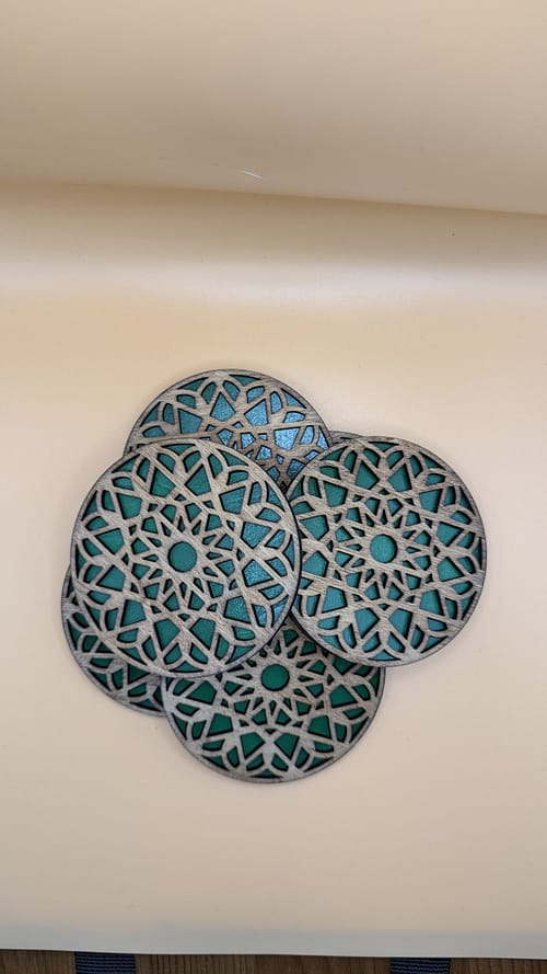 Geometric Pattern Wood Coasters - Image 4